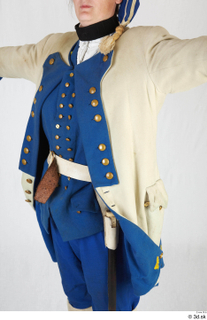  Photos Army man in cloth suit 3 17th century Army blue white and jacket historical clothing knob upper body 0003.jpg